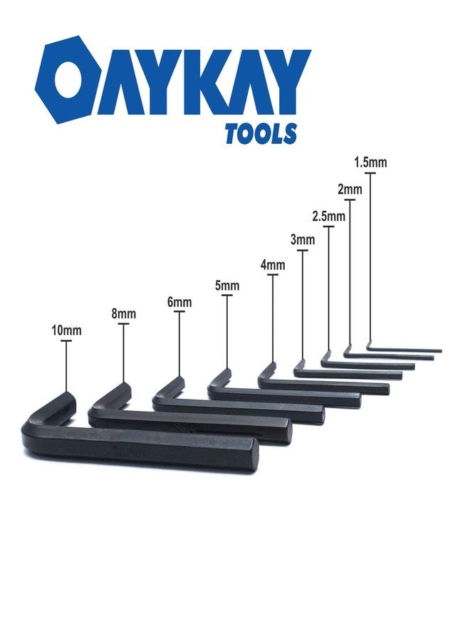 OAYKAY TOOLS مجموعة مفاتيح ألين سداسية من Oaykay 3210.80، 9 قطع، بنمط قصير، مصنوعة من فولاذ الكروم والفاناديوم - Image 2